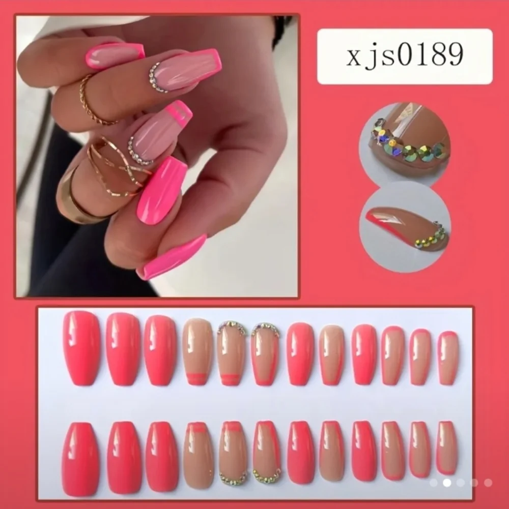 🔥3/$21 Vibrant Pink Press On Nail Set